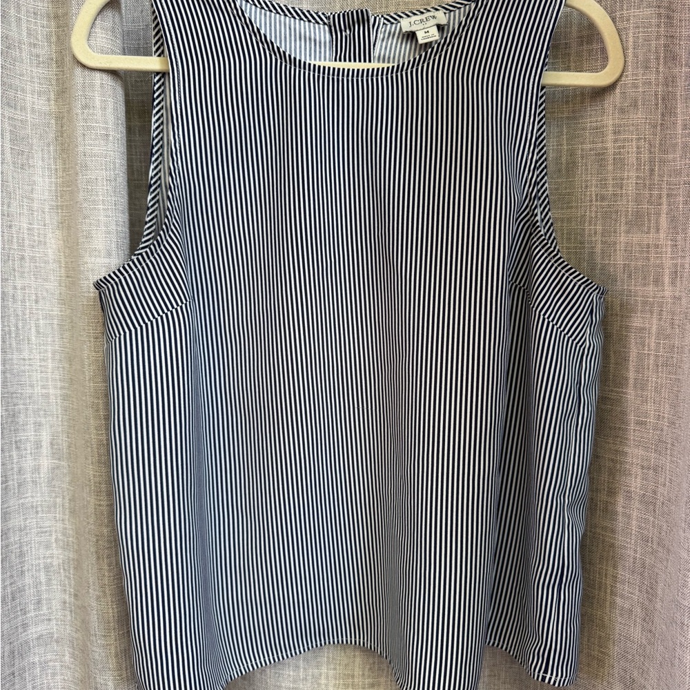 J. Crew Factory Women's Striped Sleeveless Top - navy and White medium